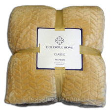 Двосторонній плед ColorFul Home "Ялинка" на овчині 150х200см золото