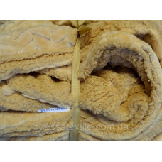 Двосторонній плед ColorFul Home "Ялинка" на овчині 150х200см золото