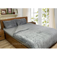Плюшевий комплект постільної білизни мікрофібра+бязь ТЕТ-@-ТЕТ Соти срібло (євро розмір)