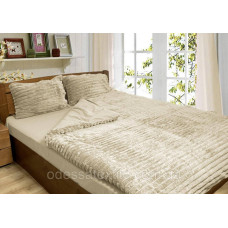 Плюшевий комплект постільної білизни мікрофібра+бязь ТЕТ-@-ТЕТ Латте (євро розмір)