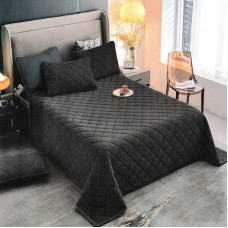 Покривало"Koloco" велюрове стьобане Ромб Н графіт (210х230см)