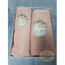 Набір махрових рушників 2 шт Дзеркало рожеве