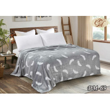 Плед з флису Біле перо на сірому (220х240)