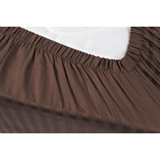 Простирадло Lotus Готель - Сатин Страйп 1*1 кавовий Туреччина 180*200*25 на резинці