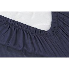 Простирадло Iris Home Готель - Сатин Страйп 1*1 темно-синій 160*200*25 на резинці