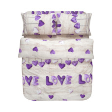 Постільна білизна Iris Home Ranforce - Sewn Love ліловий полуторний