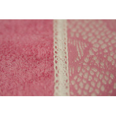 Рушник Romeo Soft - Crochet рожевий з білим мереживом 70*140
