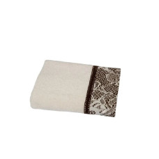 Рушник Romeo Soft - Croсhet молочний з коричневим мереживом 50*90