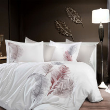 Постільна білизна Dantela Vita сатин з вишивкою - Iz beyaz білий євро