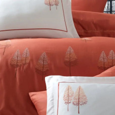 Постільна білизна Dantela Vita сатин з вишивкою - Pamira brick цегляний євро