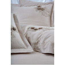 Постільна білизна Dantela Vita сатин з мереживом - Safir bej бежевий євро