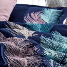 Постільна білизна Dantela Vita сатин з вишивкою - Iz lacivert синій євро