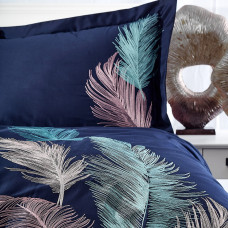 Постільна білизна Dantela Vita сатин з вишивкою - Iz lacivert синій євро