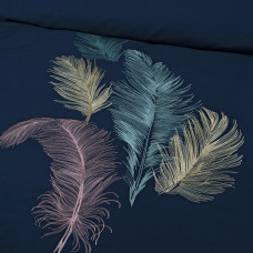 Постільна білизна Dantela Vita сатин з вишивкою - Iz lacivert синій євро