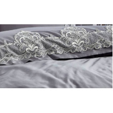 Постільна білизна Dantela Vita сатин з мереживом - Valencia antrasit антрацит євро