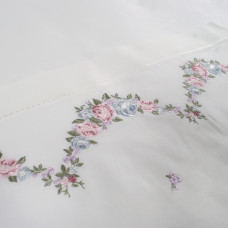 Постільна білизна Dantela Vita сатин з вишивкою - Lara krem кремовий євро