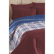 Покривало стьобане з наволочками Eponj Home - North bordo бордовий 200*220