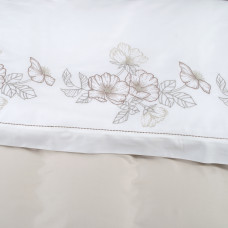 Постільна білизна Dantela Vita сатин з вишивкою - Hare bej бежевий євро