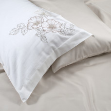 Постільна білизна Dantela Vita сатин з вишивкою - Hare bej бежевий євро