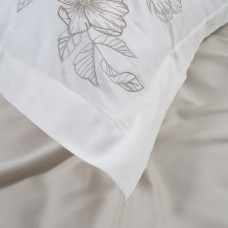 Постільна білизна Dantela Vita сатин з вишивкою - Hare bej бежевий євро