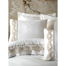 Постільна білизна Dantela Vita сатин з мереживом - Inci krem кремовий євро