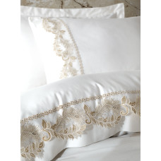 Постільна білизна Dantela Vita сатин з мереживом - Inci krem кремовий євро