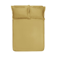 Простирадло з наволочками сатин premium Lotus Home - Basic гірчичний 230*250