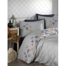 Постільна білизна Dantela Vita сатин з вишивкою - Hazan gri сірий євро