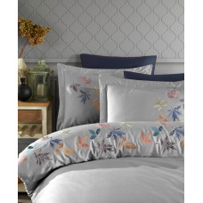 Постільна білизна Dantela Vita сатин з вишивкою - Hazan gri сірий євро