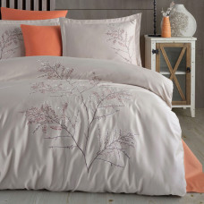 Постільна білизна Dantela Vita сатин з вишивкою - Blesk bej бежевий євро