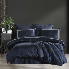 Постільна білизна Dantela Vita сатин з вишивкою - Imge lacivert синій євро