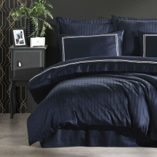 Постільна білизна Dantela Vita сатин з вишивкою - Imge lacivert синій євро