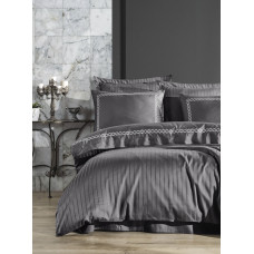 Постільна білизна Dantela Vita сатин з вишивкою - Nuans gri сірий євро