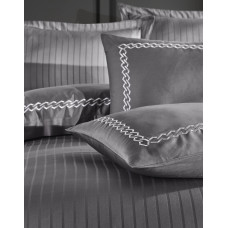 Постільна білизна Dantela Vita сатин з вишивкою - Nuans gri сірий євро