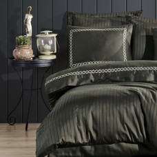 Постільна білизна Dantela Vita сатин з вишивкою - Nuans haki хакі євро