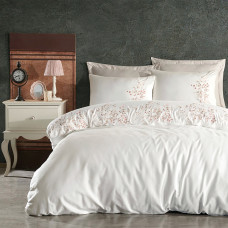 Постільна білизна Dantela Vita сатин з вишивкою - Alya krem кремовий сімейний