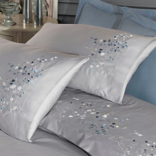 Постільна білизна Dantela Vita сатин з вишивкою - Alya gri сірий сімейний