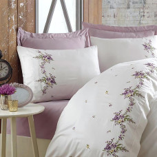 Постільна білизна Dantela Vita сатин з вишивкою - Nisa сімейний