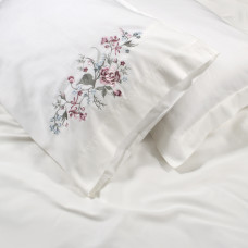 Постільна білизна Dantela Vita сатин з вишивкою - Efsa krem кремовий сімейний