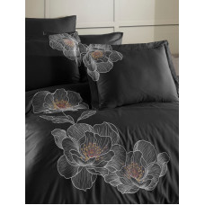 Постільна білизна Dantela Vita сатин з вишивкою - Calista antrasit антрацит сімейний