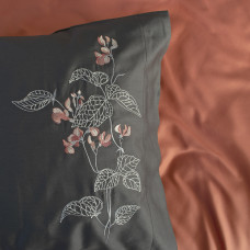 Постільна білизна Dantela Vita сатин з вишивкою - Efra antrasit антрацит євро