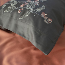 Постільна білизна Dantela Vita сатин з вишивкою - Efra antrasit антрацит євро