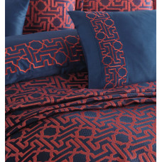 Набір постільної білизни з вишивкою та жакардовим покривалом Dantela Vita - Luna brick цегляний євро