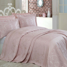 Покривало жакард з наволочками Dantela Vita - Simay pudra пудровий євро