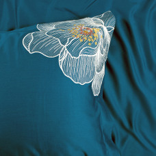 Постільна білизна Dantela Vita сатин з вишивкою - Calista petrol петроль євро