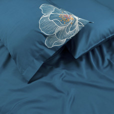 Постільна білизна Dantela Vita сатин з вишивкою - Calista petrol петроль євро