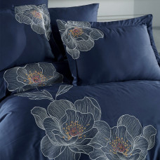 Постільна білизна Dantela Vita сатин з вишивкою - Calista lacivert синій євро