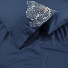Постільна білизна Dantela Vita сатин з вишивкою - Calista lacivert синій євро