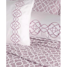 Набір постільної білизни з вишивкою та жакардовим покривалом Dantela Vita - Victoria pudra пудровий євро
