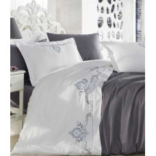 Постільна білизна Dantela Vita сатин з вишивкою - Gozde antrasit антрацит сімейний